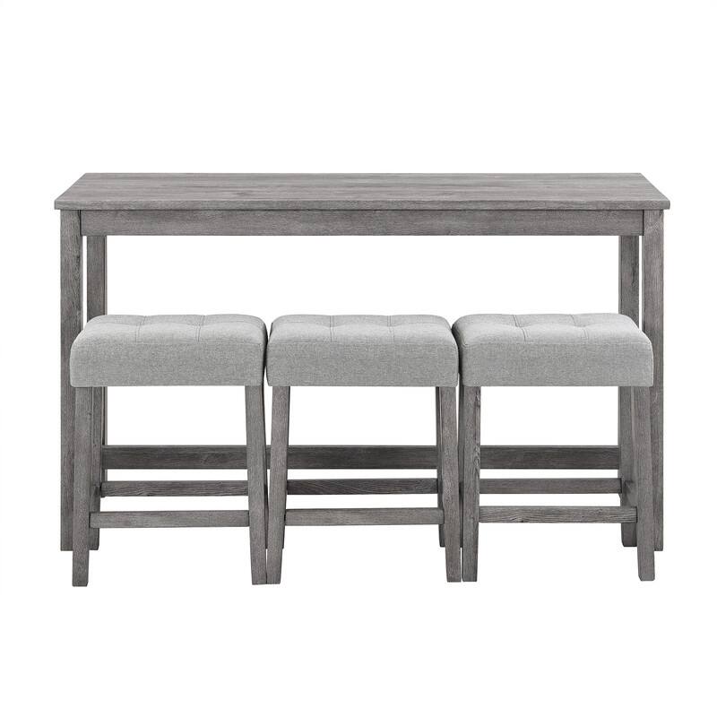 Bar Table Set with 3 Stools and Power Outlet