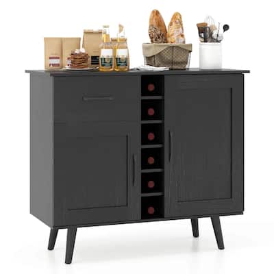 Costway 2-Door Wine Bar Cabinet Kitchen Sideboard Buffet with Drawer & - See Details