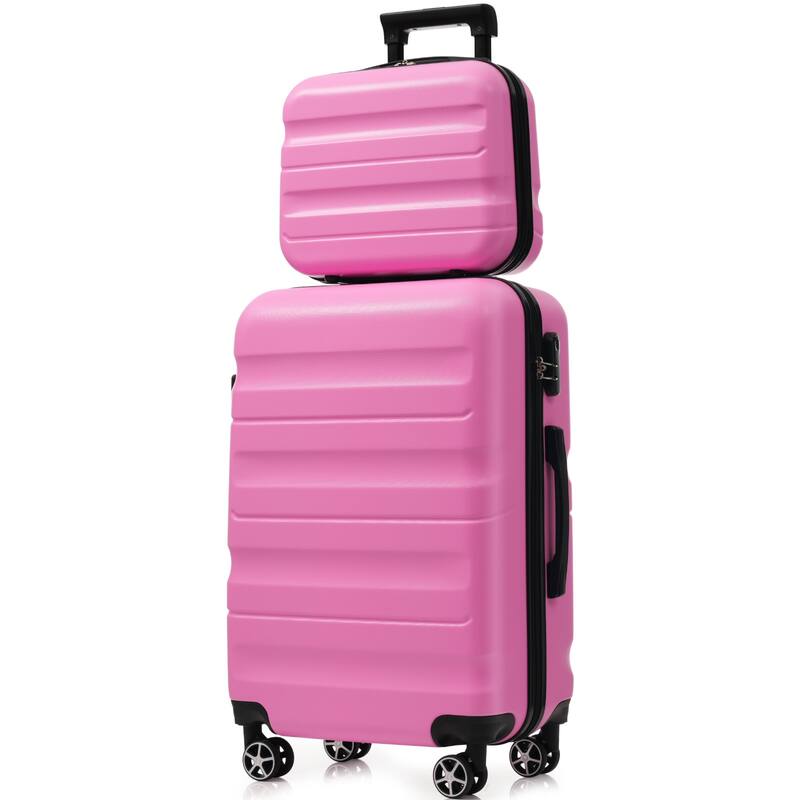 6-Piece Modern Hard-Shell Luggage, Lightweight Luggage with Spinner Wheels, for Boarding Travel, Pink