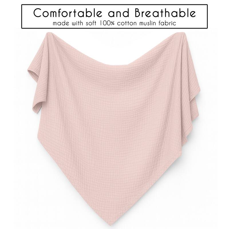 Sweet Jojo Designs Watercolor Floral Pink Girl 2 Pack 100% Cotton Muslin Baby Swaddle Receiving Blankets-Solid Blush Shabby Chic