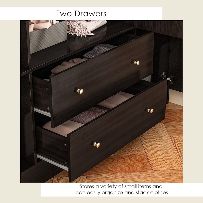 63"W Family Wardrobe/Armoire/Closet by Timechee with Mirror Doors