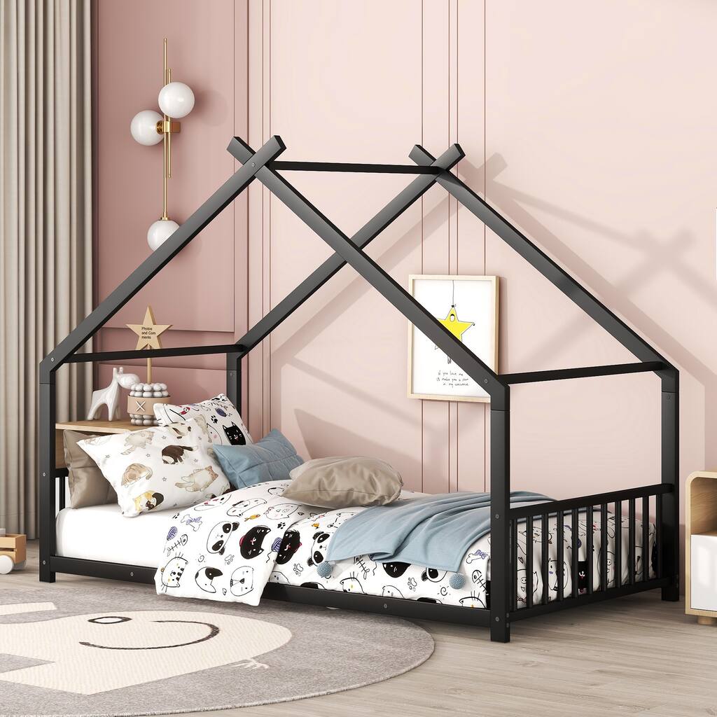 Twin Size Metal House Bed for Home Office