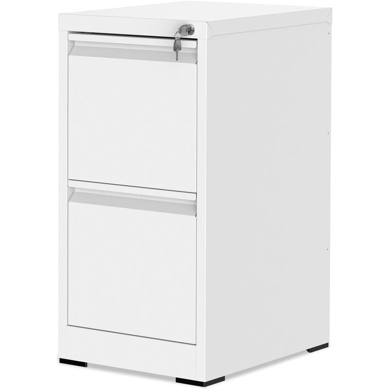 EROMMY 2 Drawer File Cabinet with Lock - Compact Metal Filing Cabinet for Home Office, Vertical Under Desk Storage - White - Legal