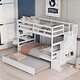 preview thumbnail 15 of 25, Modern & Clean Design Twin over Twin Bunk Beds With Twin Trundle and Stairway Storage Function