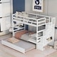 preview thumbnail 3 of 15, Twin over Twin Wooden Bunk Bed with Storage Stairway and Trundles