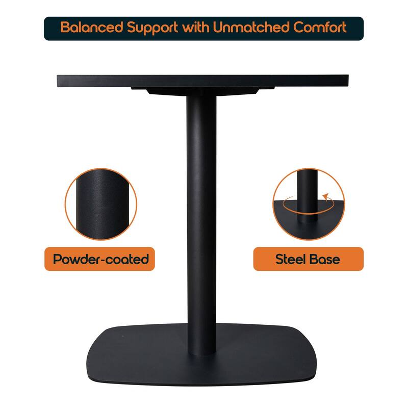 Vail Square Dining Table with 24 in. MDF Tabletop in Black Stainless Steel Square Base Accent Kitchen Table