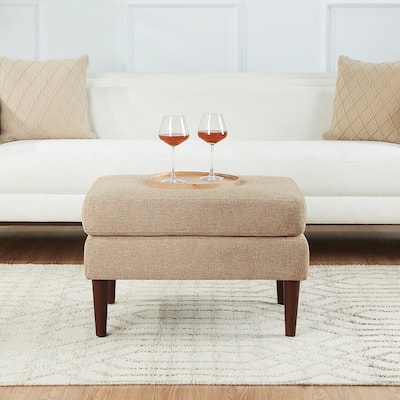 Mid Century Ottoman Stool with Upholstered Seat for Living Room Accent Seating and Decorative Modern Flair