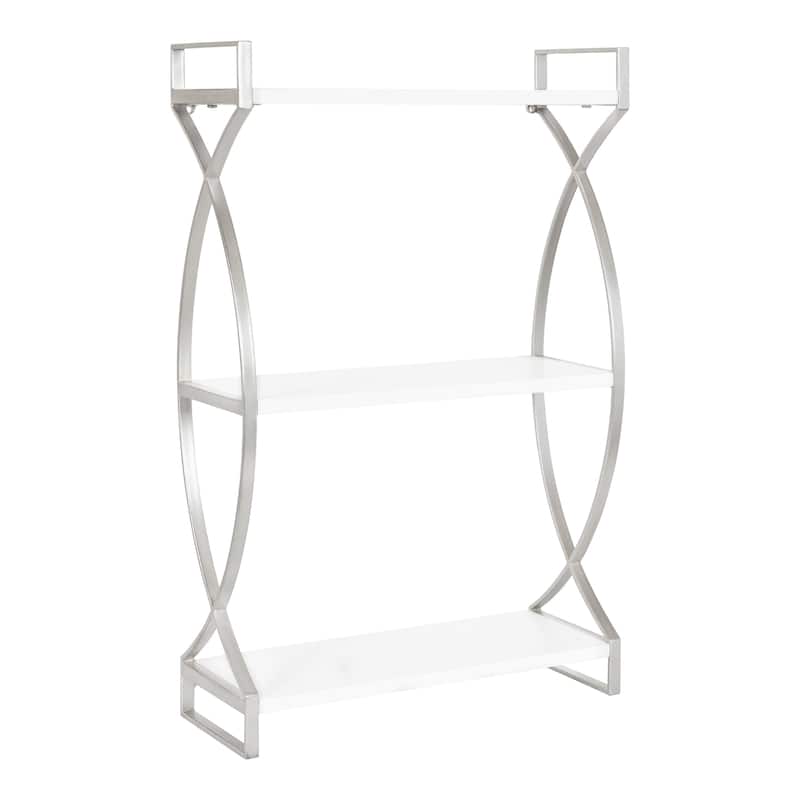 Kate and Laurel Arietta Tiered Shelf - 18x7x28 - White/Silver