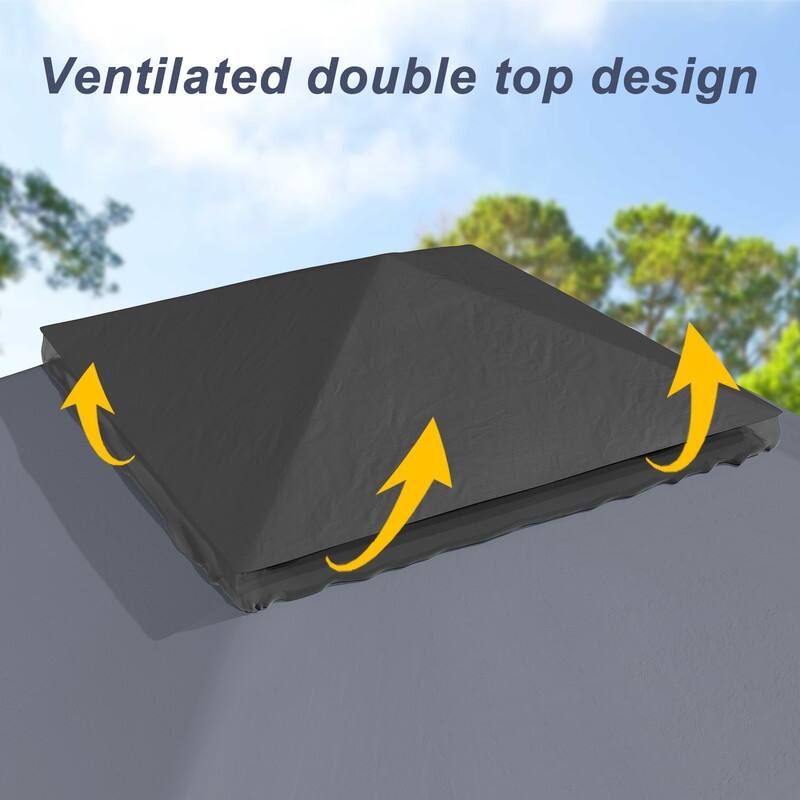 12 X 12ft Pop-up Gazebo, Double Roof Tent with Mosquito Netting