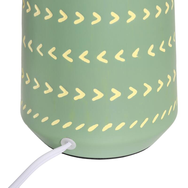 Patterned Ceramic Table Lamp with Fabric Drum Shade Modern Boho Style Multiple Colors - 8.27” x 8.27” x 17.00”