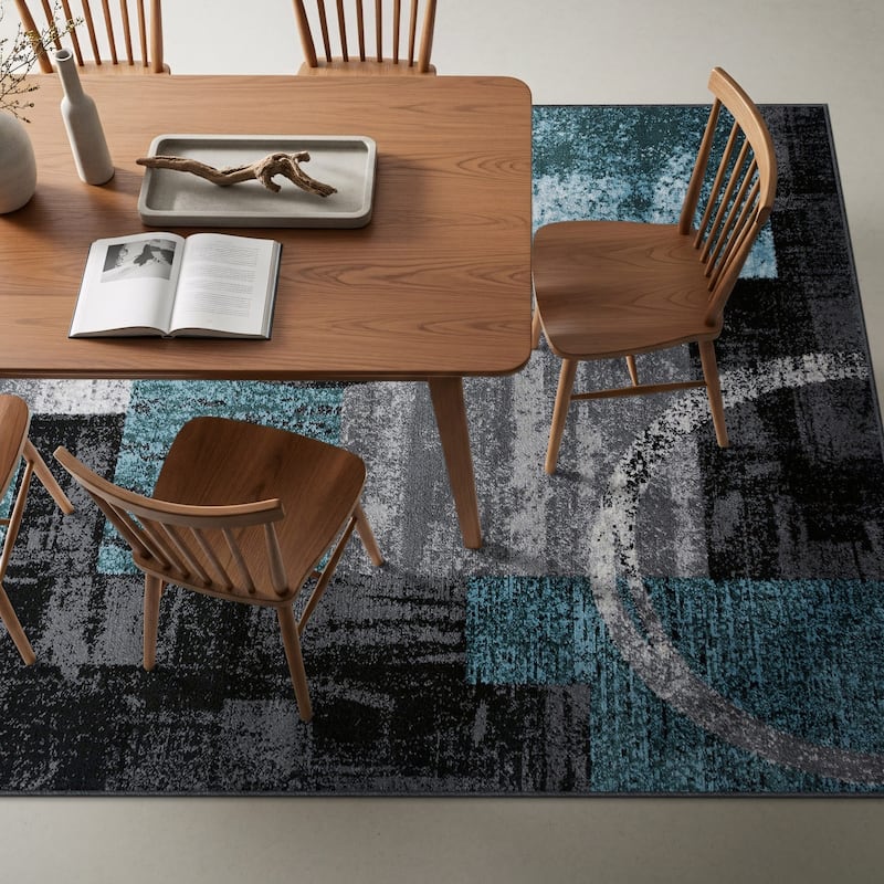 World Rug Gallery Abstract Polypropylene Machine-Made Circle Area Rug