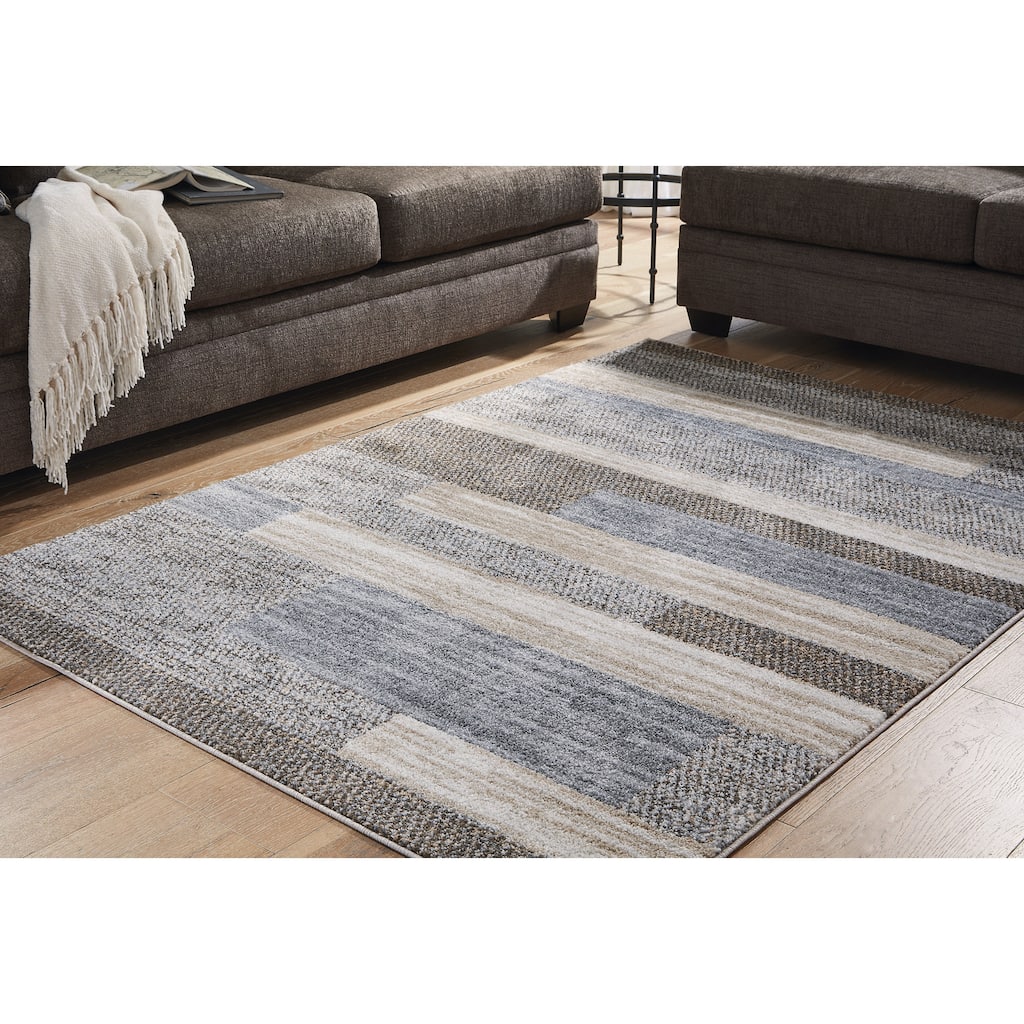 Signature Design by Ashley Sethburn Cream/Brown/Gray Large Rug - 94" W x 119.75" D x 0.5" H