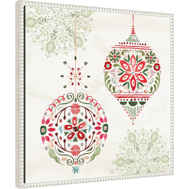Festive Season VI by Dina June (22 x 22 in.), Framed Canvas Wall Art Print - Sylvie Beaded White