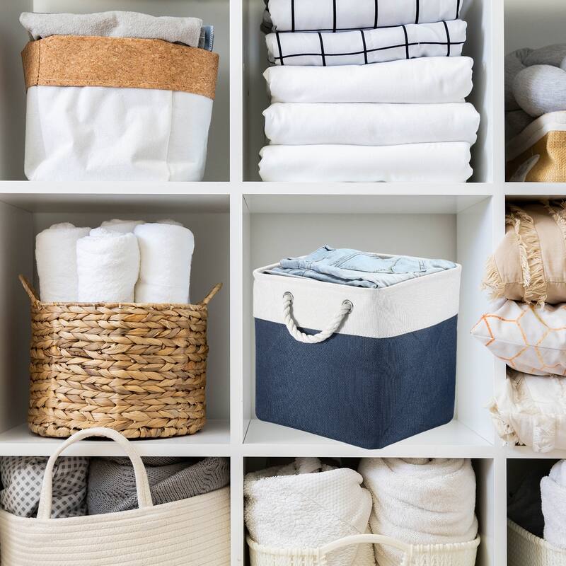 Storage Baskets Fabric Collapsible Cube Baskets, 4 Pack