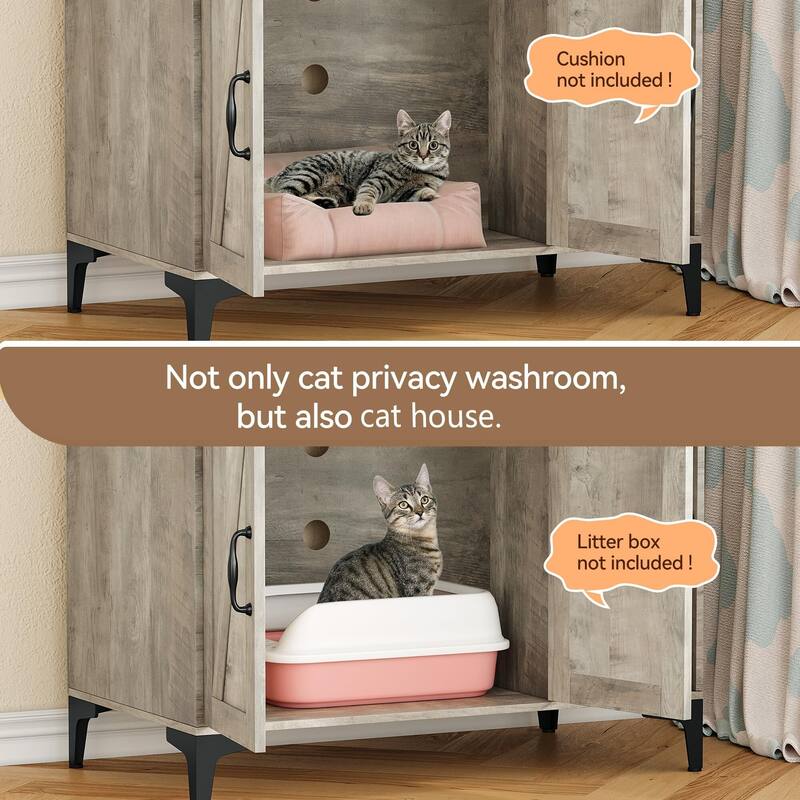Cat Litter Box Enclosure With Shelves,Hidden Litter Box Furniture
