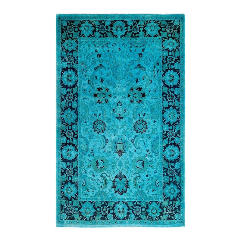 Overdyed, One-of-a-Kind Hand-Knotted Area Rug - Blue - 4' 0" x 6' 6"