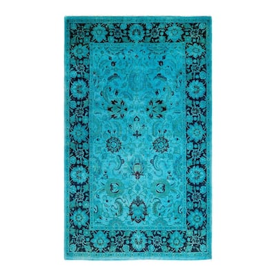 Overdyed, One-of-a-Kind Hand-Knotted Area Rug - Blue - 4' 0" x 6' 6"