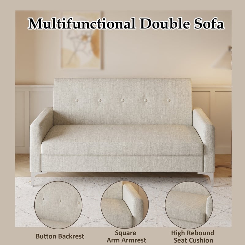 57.1" Two-Seater Sofa With Storage Function