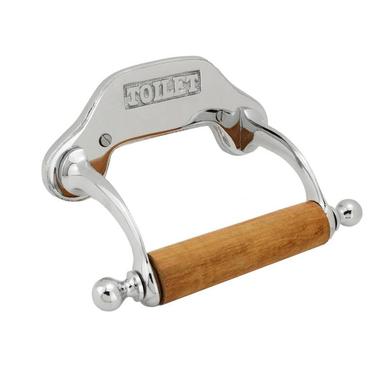 Chrome Plated Brass Wall Mount Toilet Paper Holder 6.5" W with Wooden Roll Renovators Supply