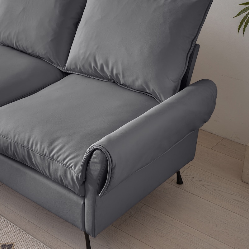 [VIDEO] provided]104.5"Modern Sectional Technical leather L-Shaped Sofa Couch with Convertible Ottoman