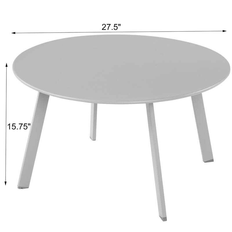 Clihome Patio Round Metal Coffee Table, Outdoor Side Table