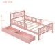 preview thumbnail 10 of 8, Twin Size Wood Platform Bed with Guardrails and 2 Storage Drawers - Pink