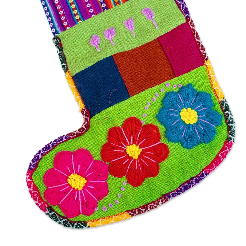 Novica Handmade Christmas Winds Embroidered Christmas Stocking