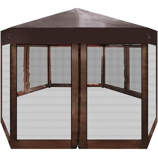 slide 1 of 3, 6.5' x 6.5' Outdoor Gazebo Patio Hexagonal Canopy Tent Sun Shade