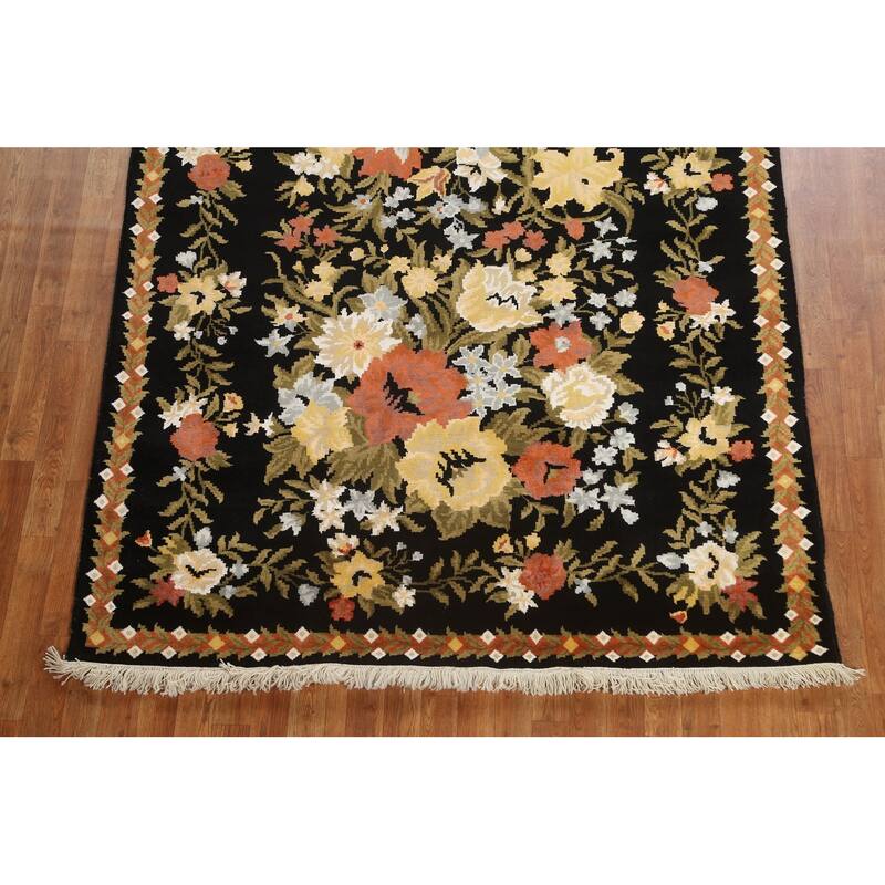 Vegetable Dye Wool/ Silk Aubusson Area Rug Hand-knotted Office Carpet - 5'9" x 8'2"