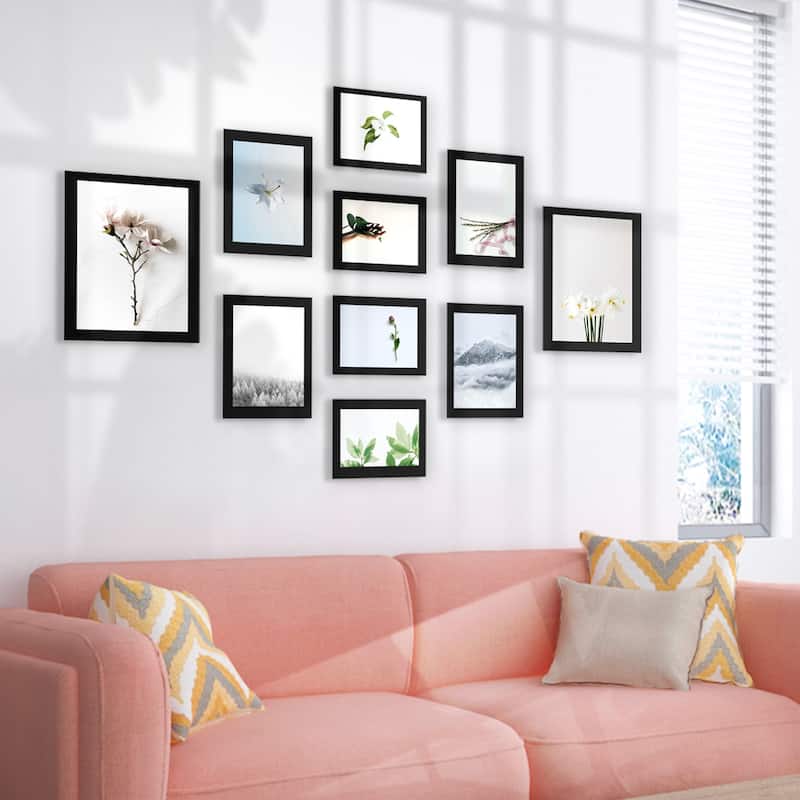 HELLO LAURA 10 Opening Black Wall Hanging Photo Frame Set - Black