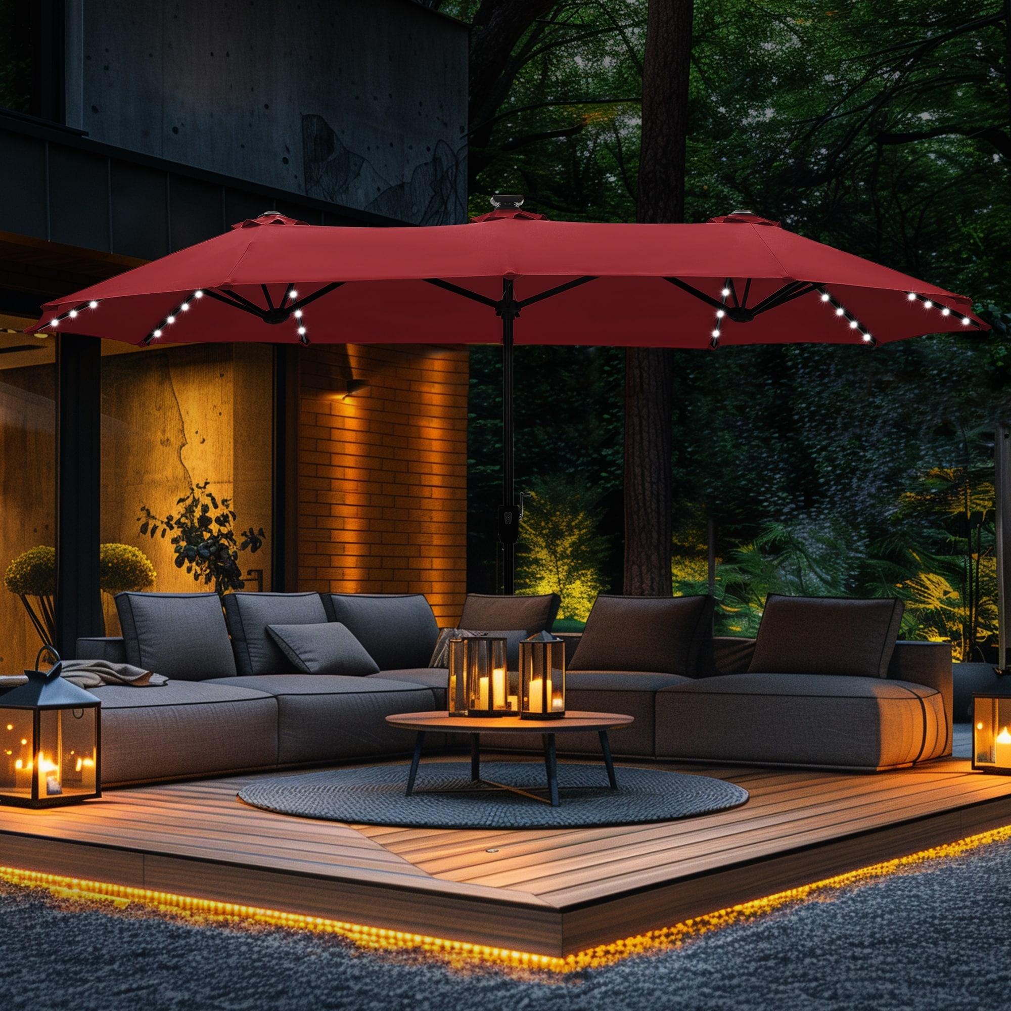 MAISON ARTS 13-Ft Twin Outdoor Market Crank with Double-Sided Design-image