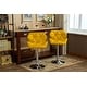 preview thumbnail 1 of 11, Contemporary Tufted Adjustable Height Hidraulic Bar Stools, Set of 2 Yellow