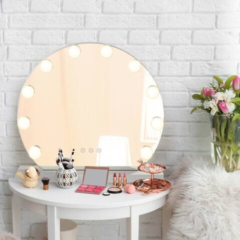 Costway Makeup Vanity Mirror With Light Hollywood Style Mirror, 3 Color Lighting Modes - Black