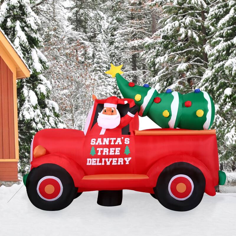 Christmas Time 6-Ft. Pre-Lit Inflatable Christmas Pickup Truck Outdoor Christmas Decoration
