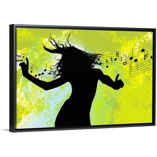 Shop Woman Dancing To Music Black Float Frame Canvas Art