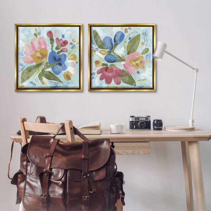 Stupell Eclectic Flower Bundles Framed Floater Canvas Wall Art Design By June Erica Vess (Set of 2)