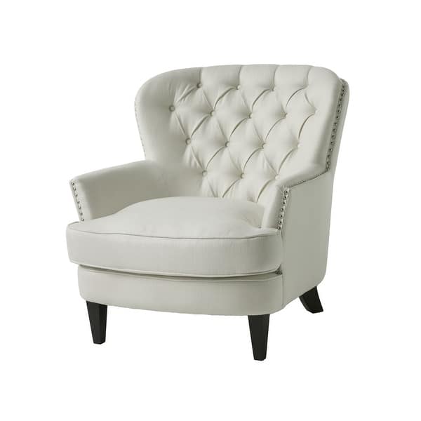 slide 2 of 10, Tafton Tufted Oversized Fabric Club Chair by Christopher Knight Home - 33.50" L x 35.00" W x 34.50" H Ivory