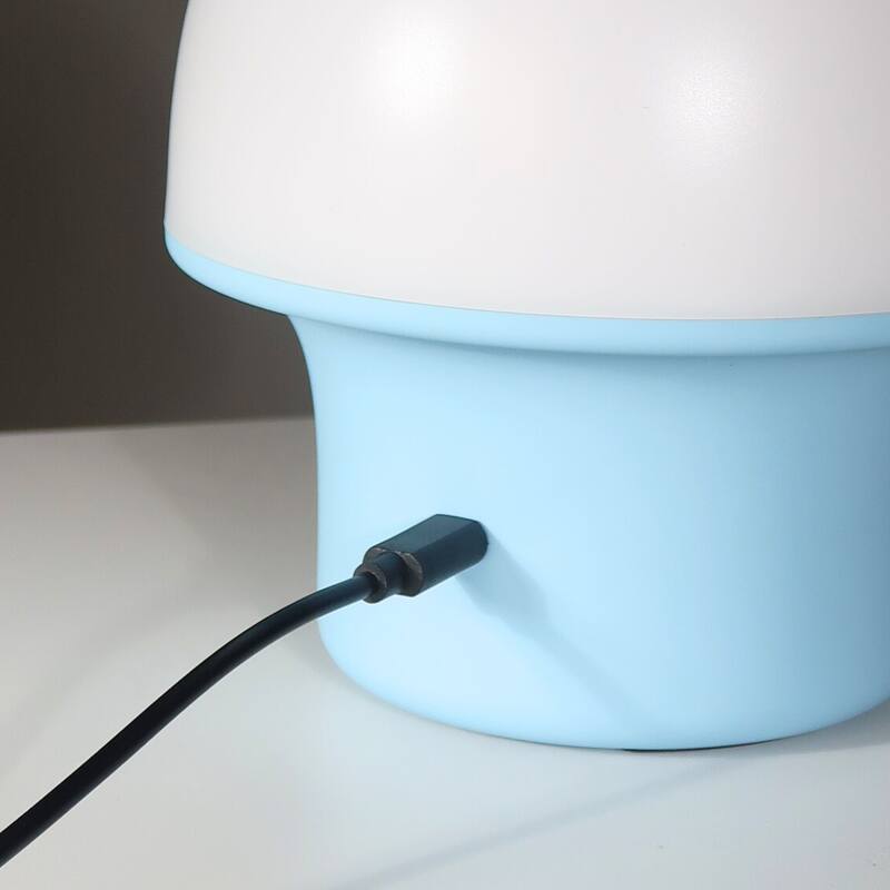 Portobello 6.6 in Matte Blue Modern Portable Indoor/Outdoor Integrated LED Bedside Table Lamp with Built-In Dimmer