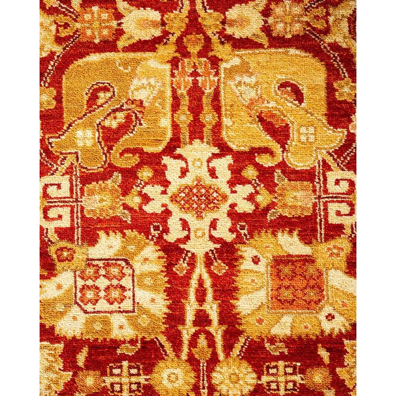 Overton Hand Knotted Wool Vintage Inspired Traditional Ottoman Red Runner Rug - 2' 7" x 12' 2"