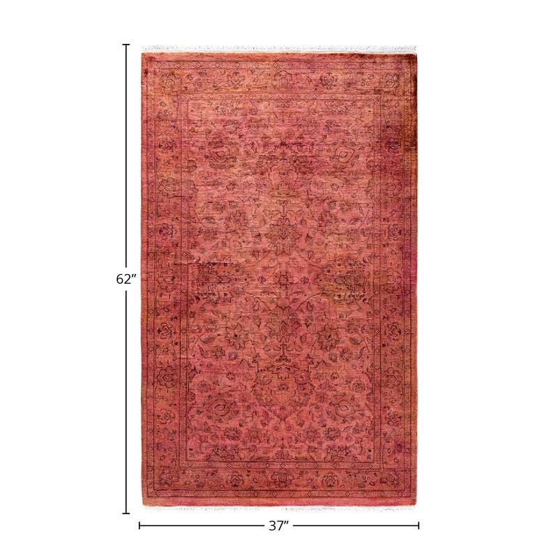 Fine Vibrance, One-of-a-Kind Hand-Knotted Area Rug - Pink, 3' 1" x 5' 2" - 3' 1" x 5' 2"