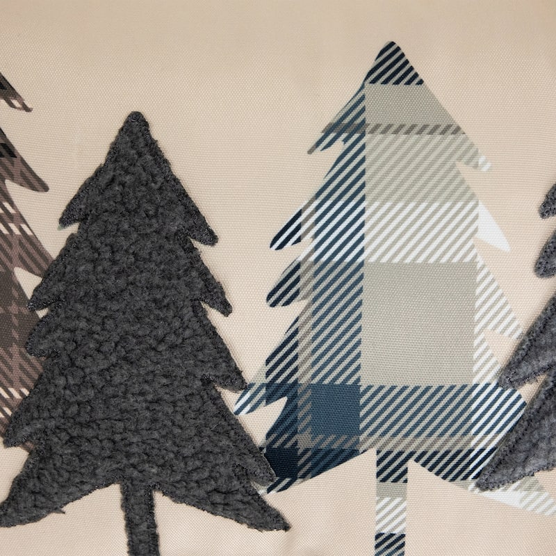 Pine Tree Silhouettes Christmas Throw Pillow - 15" - Tan