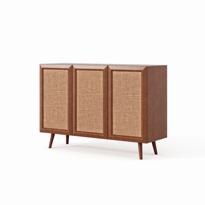 Farmhouse Media Console Storage Cabinet with 3-Doors and Shelves for Entryway or Living Room Organization