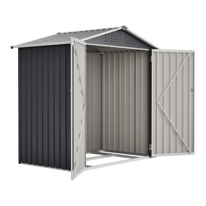 6x4 FT Metal Outdoor Storage Shed Metal Shed with Lockable Door