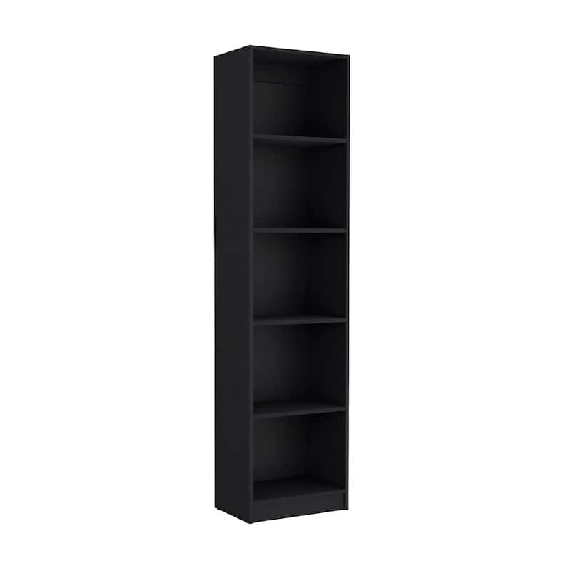 HomeRoots Set of Two Black Wood Multi Tier Bookcases