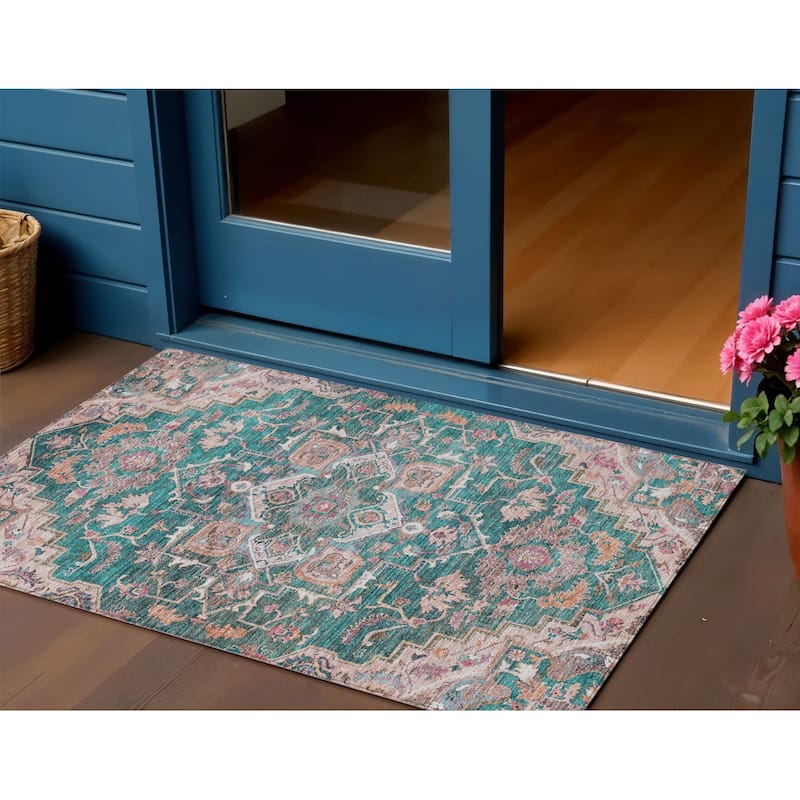 HomeRoots Oriental Traditional Rectangle Outdoor Rug - 3' x 5'