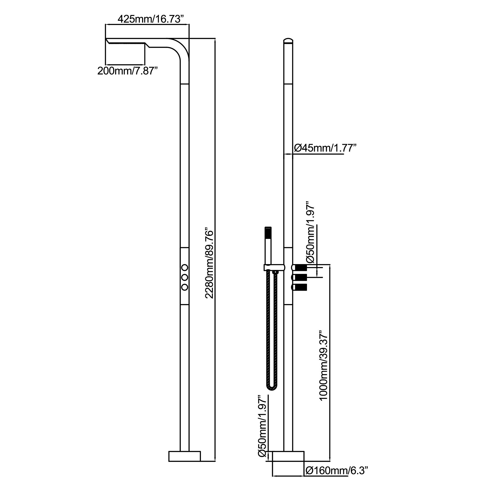 Rbrohant Freestanding Stainless Steel Outdoor Shower - On Sale - Bed Bath &  Beyond - 38050207