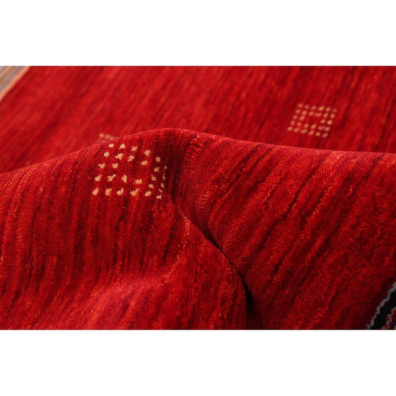 ECARPETGALLERY Hand Loomed Kashkuli Gabbeh Red Wool Rug - 6'5 x 9'8
