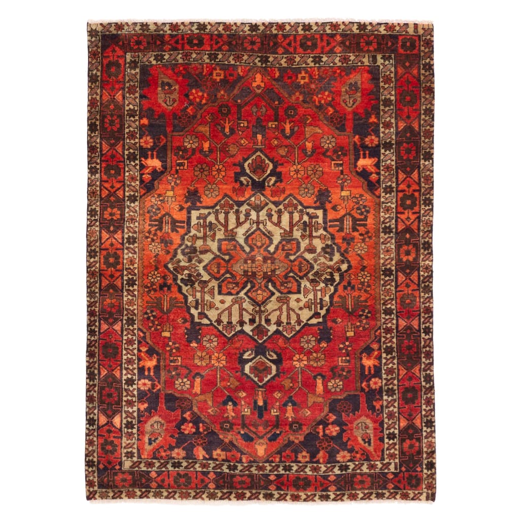 ECARPETGALLERY Hand-knotted Kayseri Vintage Light Red Wool Rug - 4'10 x 6'9