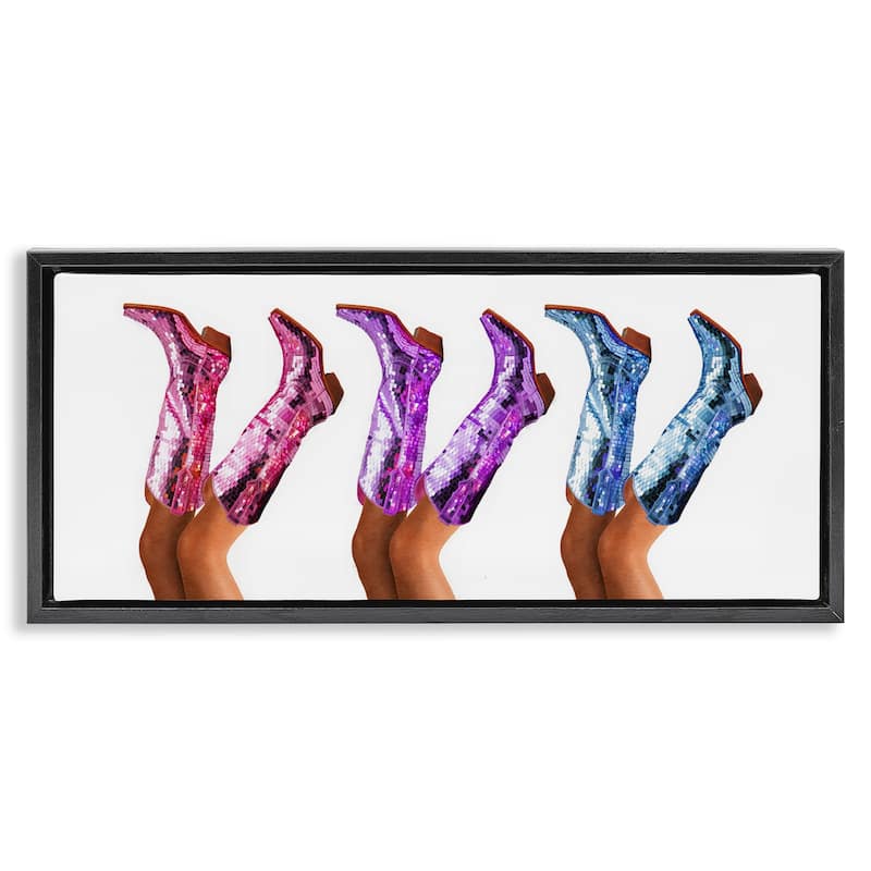 Stupell Trendy Glam Cowgirl Boots Framed Floater Canvas Wall Art Design By Amanda Greenwood - 25 x 11 - Black