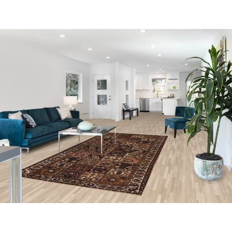 Bakhtiari Vintage Persian Rug Hand-Knotted Geometric Wool Carpet - 5'2" x 9'11"